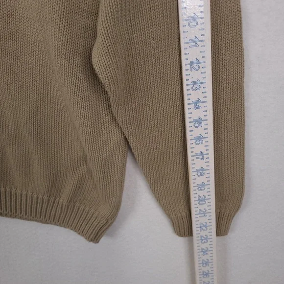 Vintage Eddie Bauer Sweater Men L Beige Crewneck Cotton Heavyweight Knit - Picture 11 of 12